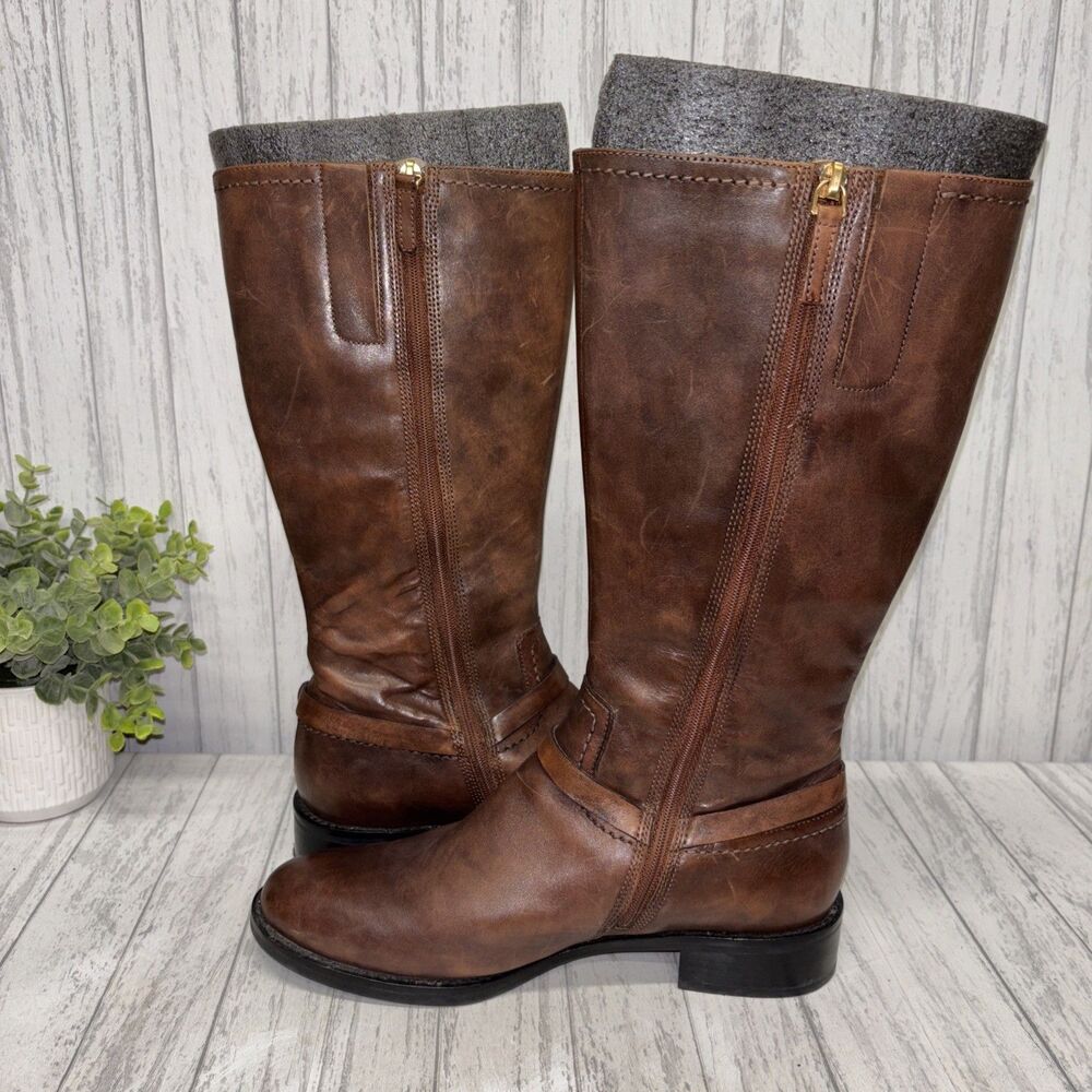 Womens Size 39 US 8/8.5 Ecco Brown Leather Riding Boots - Picture 5 of 9